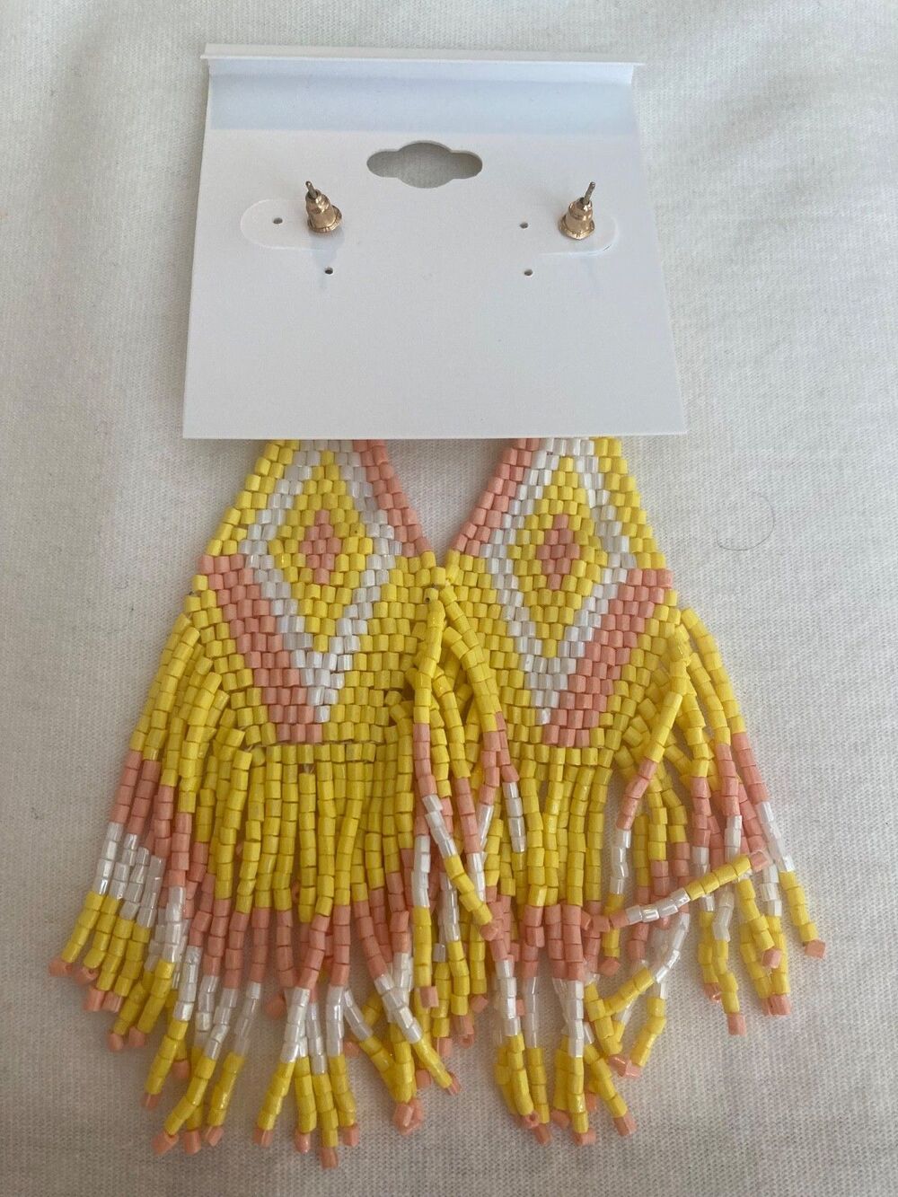 Natasha Yellow Bohemian Beaded Chandelier Earrings - Picture 4 of 4